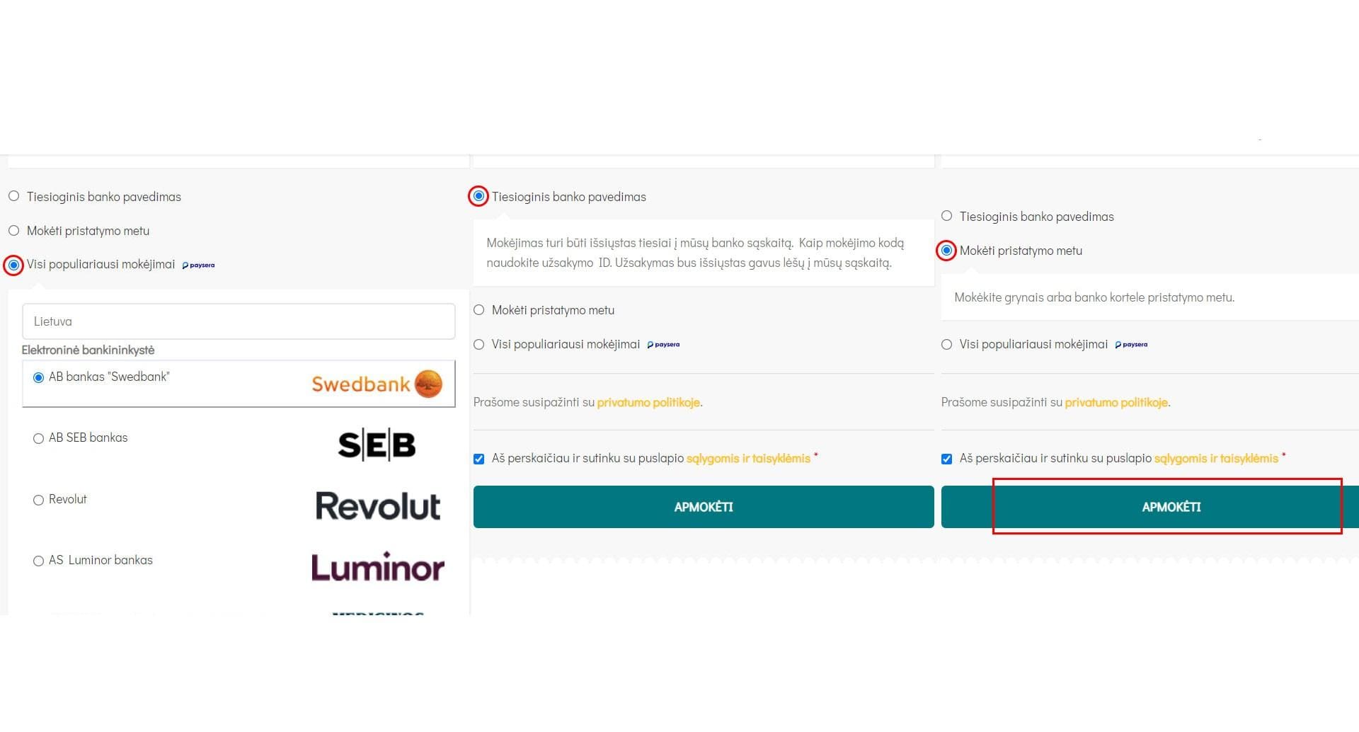 ADS instrukcijamokejimo budas