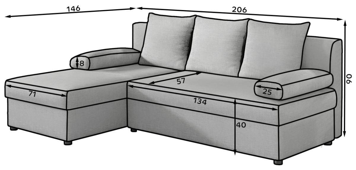 CO-GIN-35NU_main - Ilgis:201cm, Plotis:143cm, Aukštis:90cm - Image 6