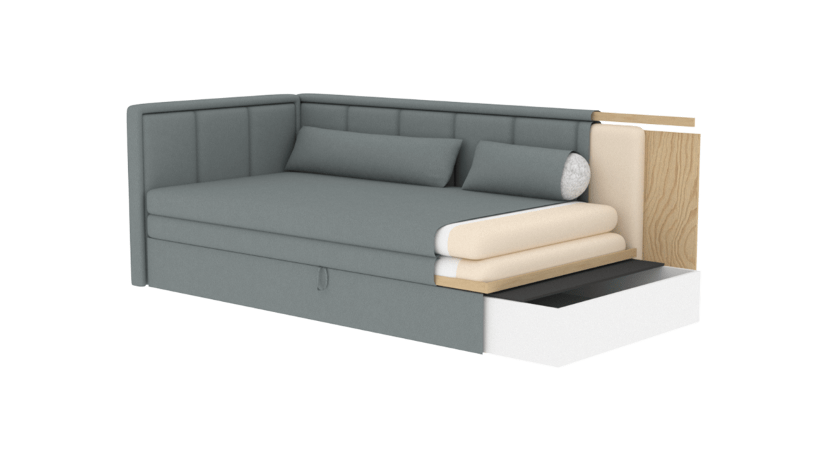 Sofa-lova ELT- 4 Tachta Ilgis 214 cm Plotis 82 cm Aukštis:77cm Išmatavimų, spalvų pasirinkimas ir pusės pasirinkimas - Image 8