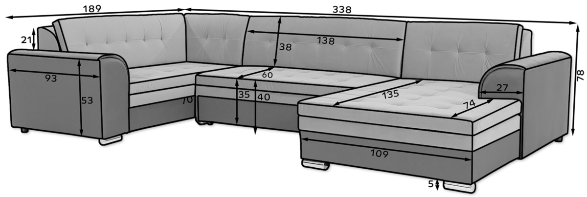 Dam_01_main - Ilgis:338cm, Plotis:189cm, Aukštis:78cm - Image 9