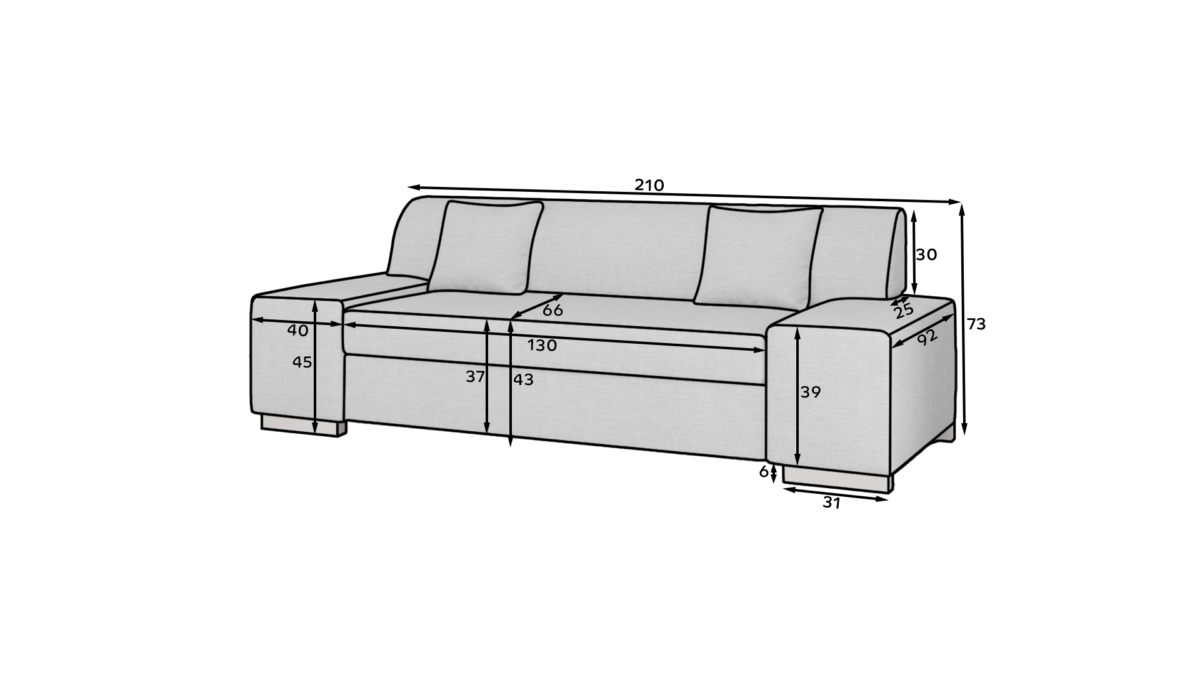 Po3_01_main - Ilgis:210cm, Plotis:92cm, Aukštis:73cm - Image 3