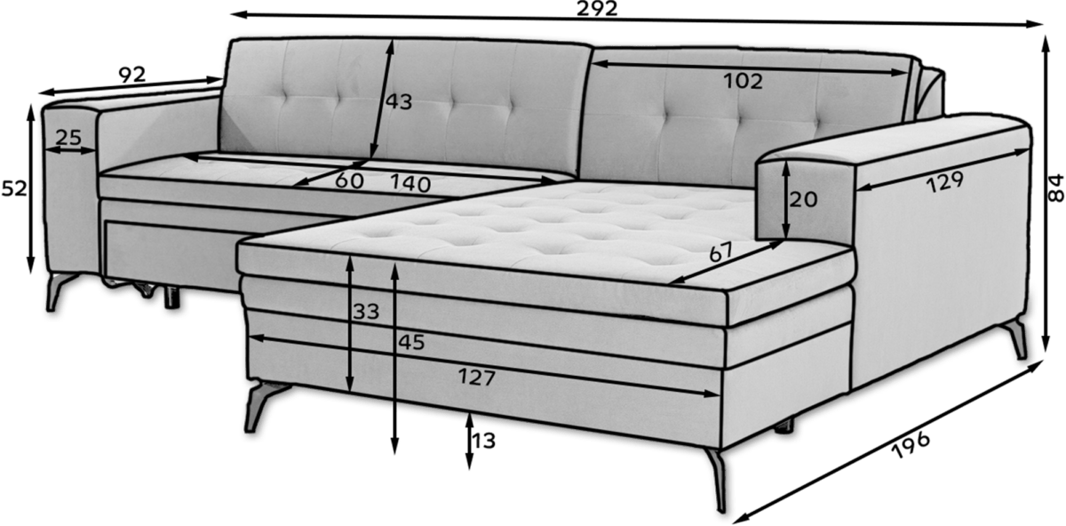 Sol_01_main - Ilgis:292cm, Plotis:196cm, Aukštis:84cm - Image 10