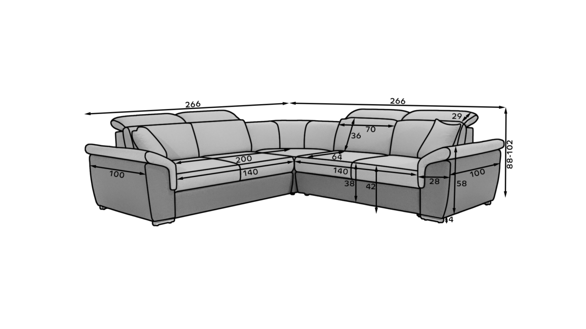 Fed_01_main - Ilgis:266cm, Plotis:266cm, Aukštis:102cm - Image 2