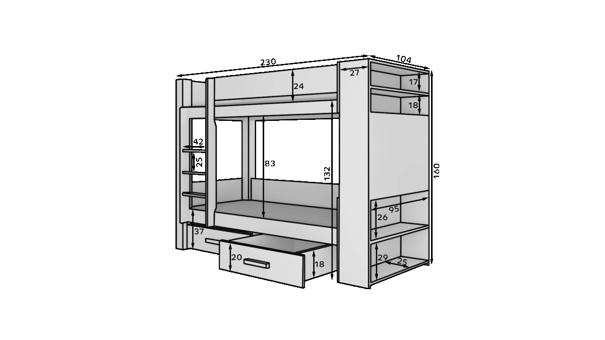 CH-Gar-W+ANT-230+M-E2124 - Ilgis:230cm, Plotis:104cm, Aukštis:160cm - Image 3