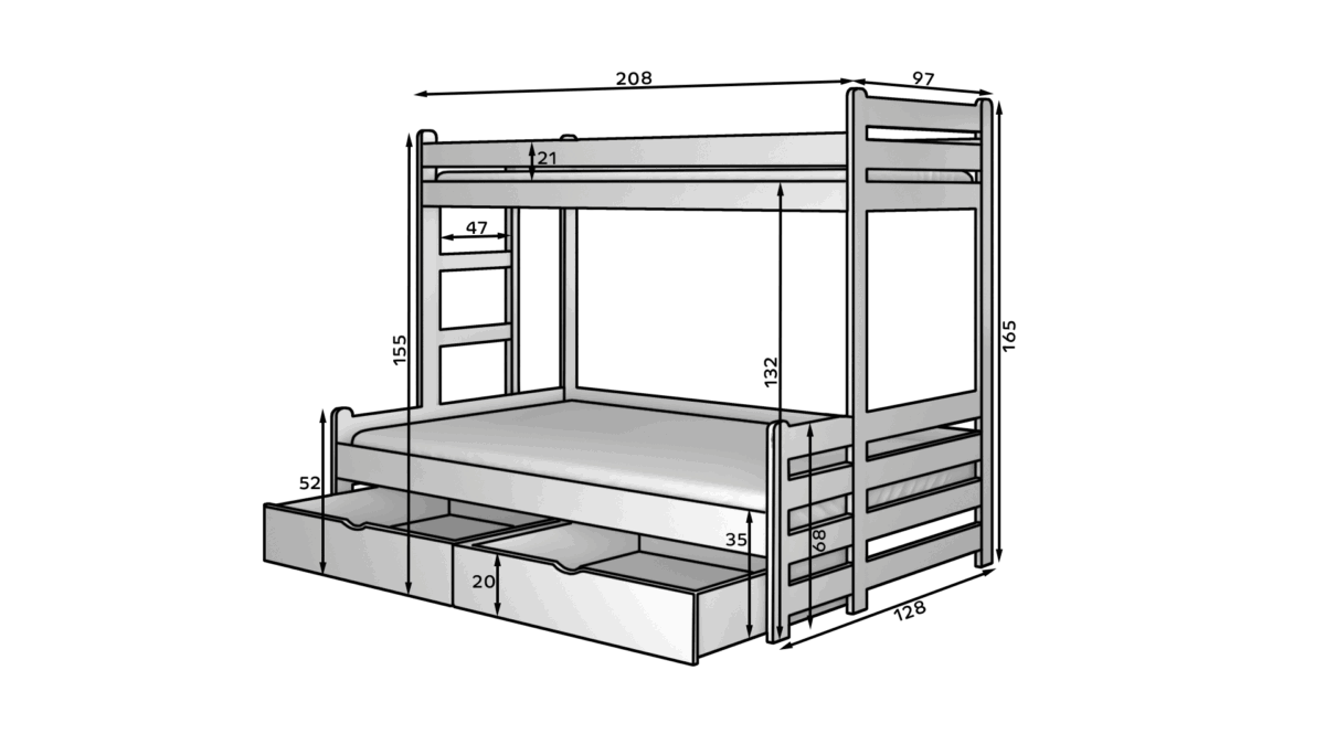 CH-Ben-PineN-E2073 - Ilgis:212cm, Plotis:128cm, Aukštis:165cm - Image 3