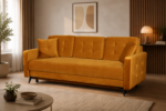 Sofa-lova M 196 Ilgis 225 cm. Plotis 104 cm. Miegamosios dalies ilgis 195 cm Plotis 140 cm. spalvų pasirinkimas
