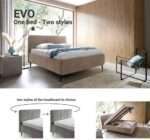 Lova be čiužinio, Vienas galvūgalis 2 stiliai, apsuk ir pakeisk. MB2 Ilgis 220 cm, Plotis:152 cm, Miegamoji dalis 160 × 200 cm - Image 3