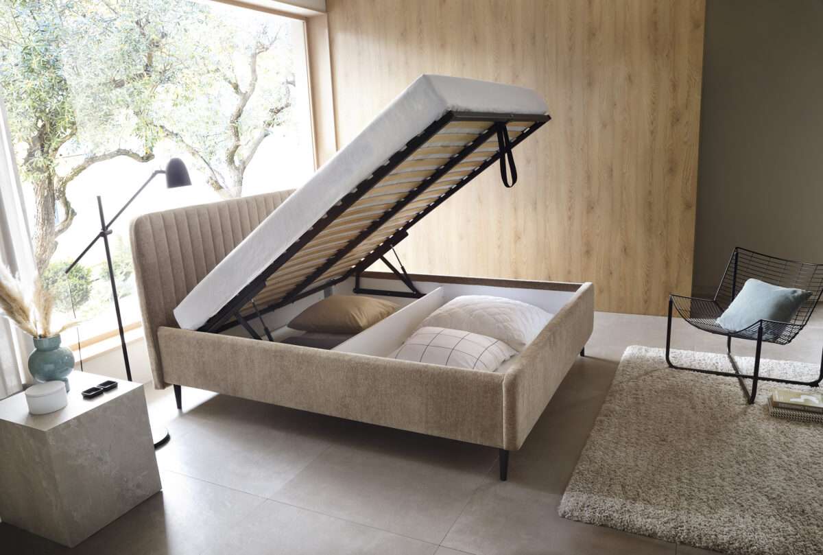 Lova be čiužinio, Vienas galvūgalis 2 stiliai, apsuk ir pakeisk. MB2 Ilgis 220 cm, Plotis:152 cm, Miegamoji dalis 160 × 200 cm - Image 2