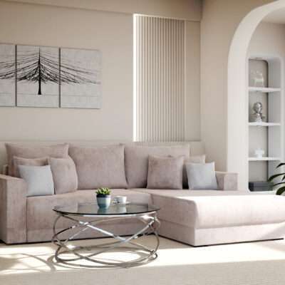 Kreminė miegamoji sofa-lova