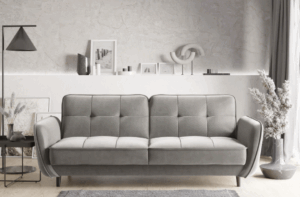 pilka miegamoji sofa lova