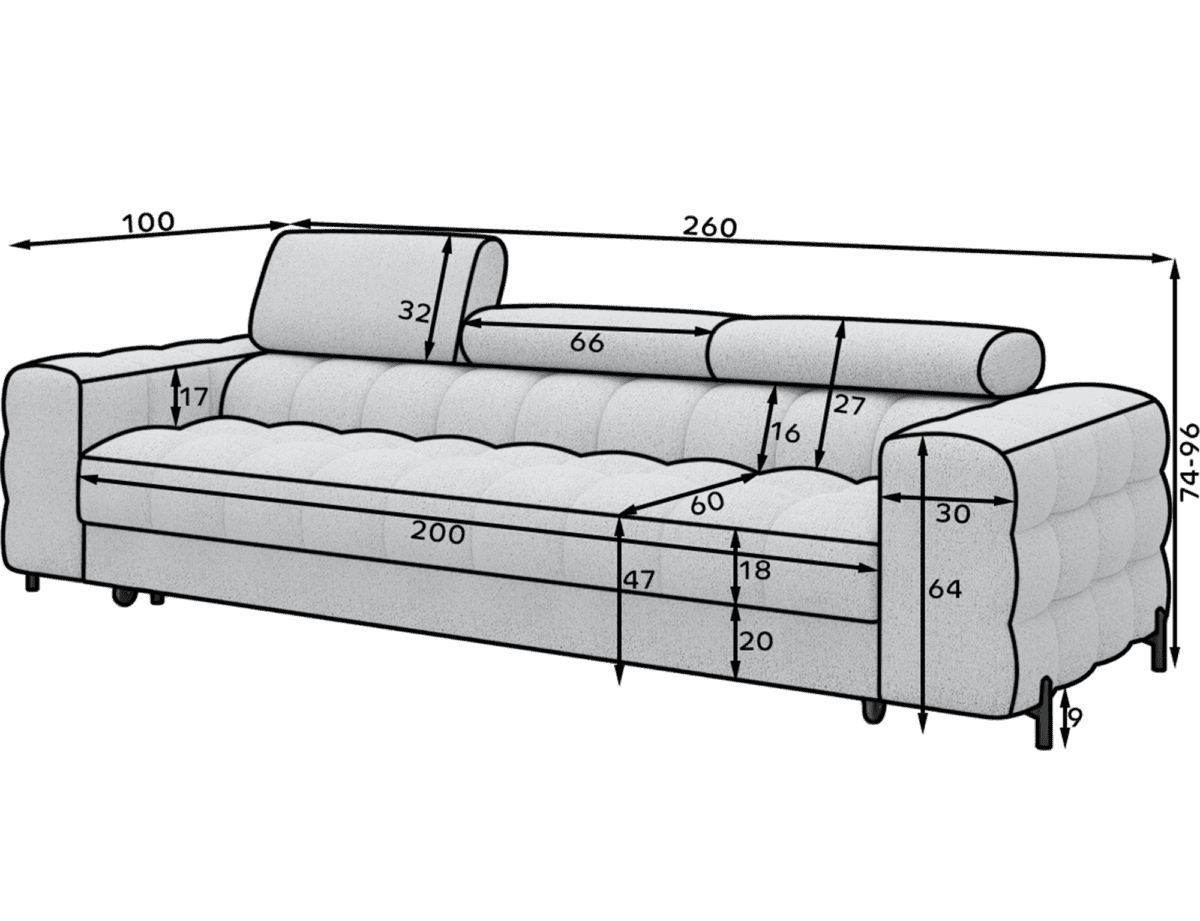SO-FES-20BAF_main - Ilgis:260cm, Plotis:100cm, Aukštis:96cm - Image 10