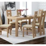 Valgomojo komplektas MOS 2 - su 6 kėdėmis.  Stalo ilgis: 160 cm arba 140 cm Plotis: 90 cm Papildomas prailginimas: +40 cm