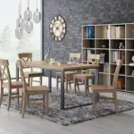 Valgomojo komplektas MOS K894-S930 - su 6 kėdėmis.  Stalo ilgis: 160 cm Plotis: 90 cm.  Ąžuoliniai baldai.